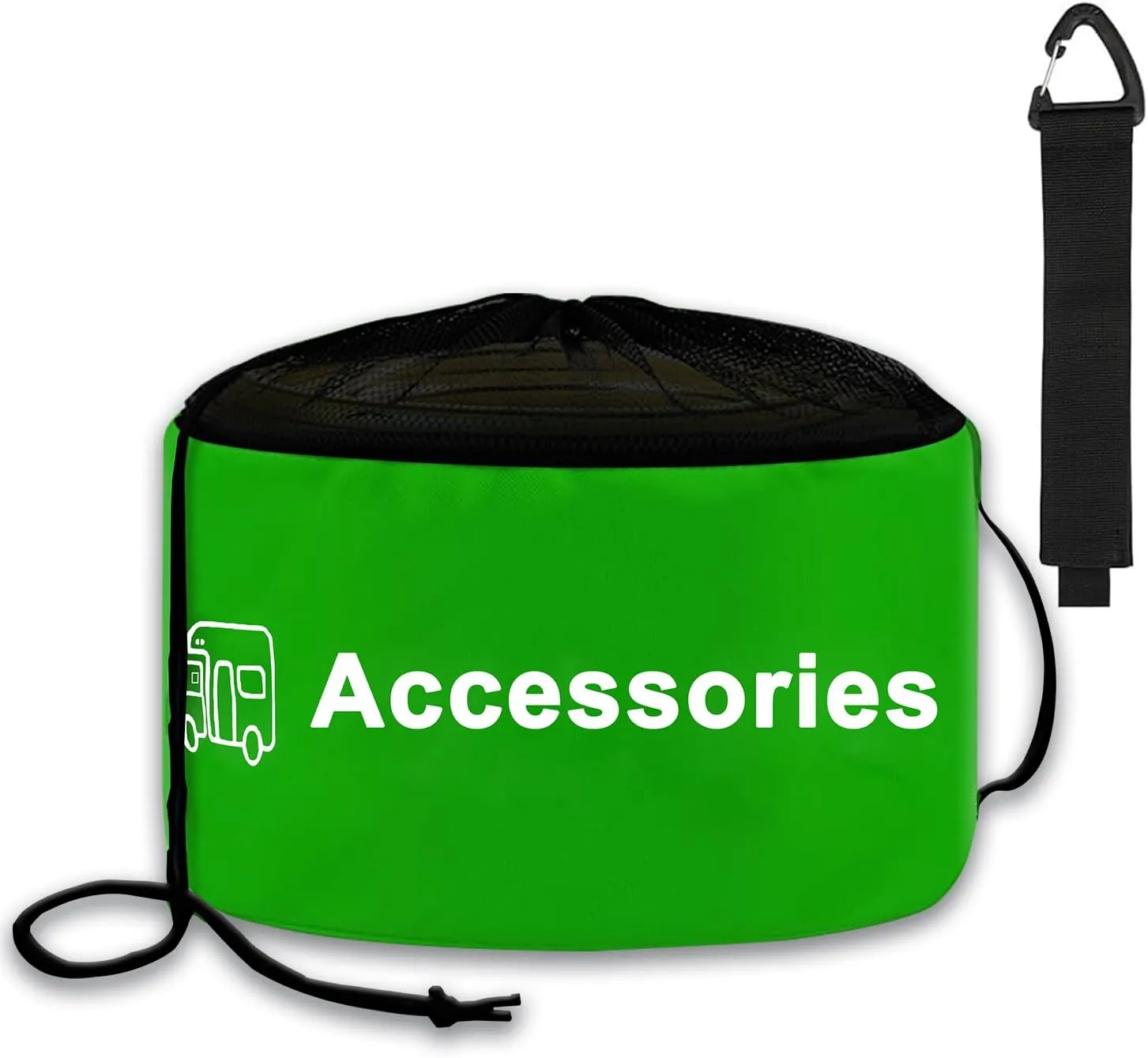 UNXMRFF 1-Pack Green RV Hose Storage Bag with Drawstring Mesh Top, RV Utility Bag, Waterproof RV Sewer Hose Storage for Black/Fresh Water Hoses, Electrical Cords, Camper Tools Accessorie