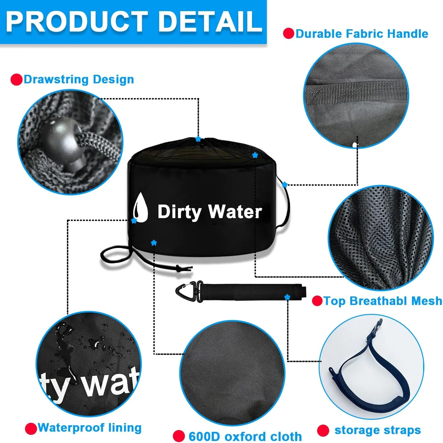 UNXMRFF 1-Pack Green RV Hose Storage Bag with Drawstring Mesh Top, RV Utility Bag, Waterproof RV Sewer Hose Storage for Black/Fresh Water Hoses, Electrical Cords, Camper Tools Accessorie