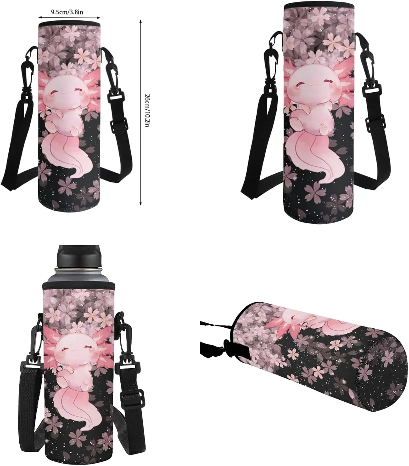 Upetstory Axolotl Backpack for Girls 10-12 Middle School Boys School Bag Set with Lunch Bags 6-8 Cherry Blossom Bookbag Elementary Kindergarten Preschool Schoolbag 4 IN 1