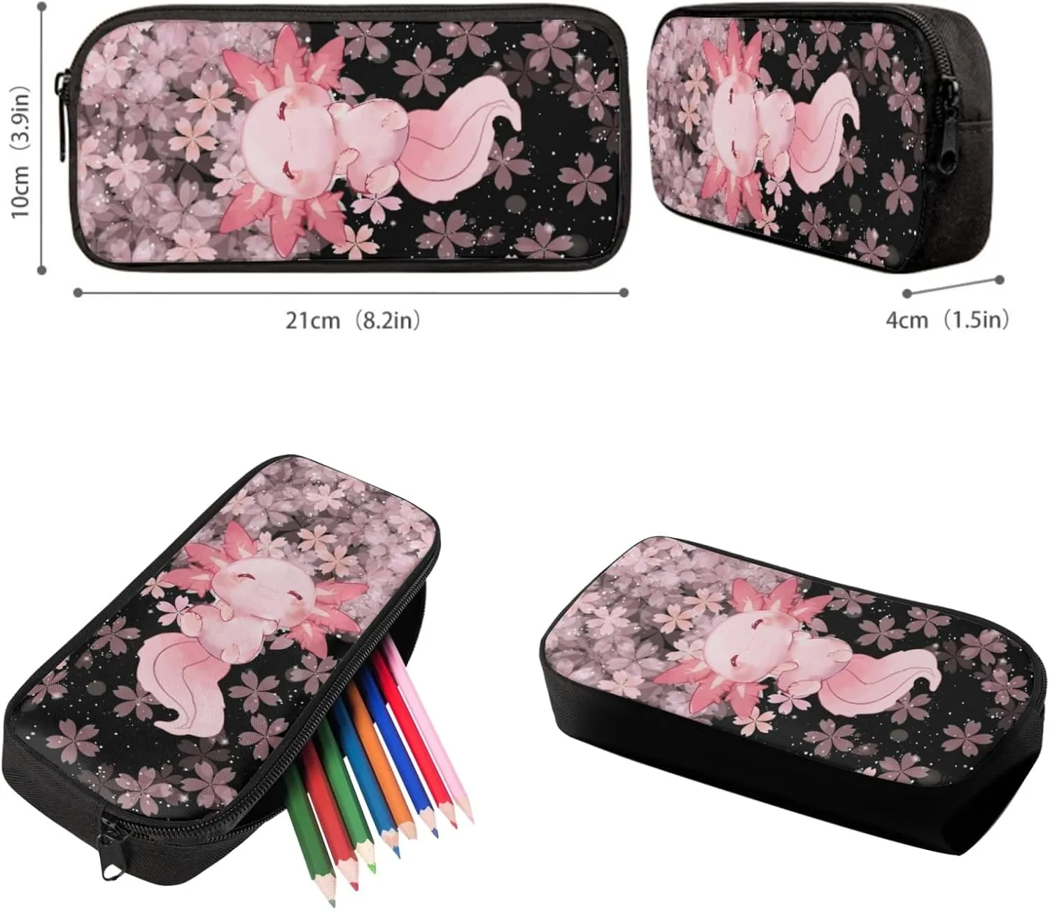 Upetstory Axolotl Backpack for Girls 10-12 Middle School Boys School Bag Set with Lunch Bags 6-8 Cherry Blossom Bookbag Elementary Kindergarten Preschool Schoolbag 4 IN 1