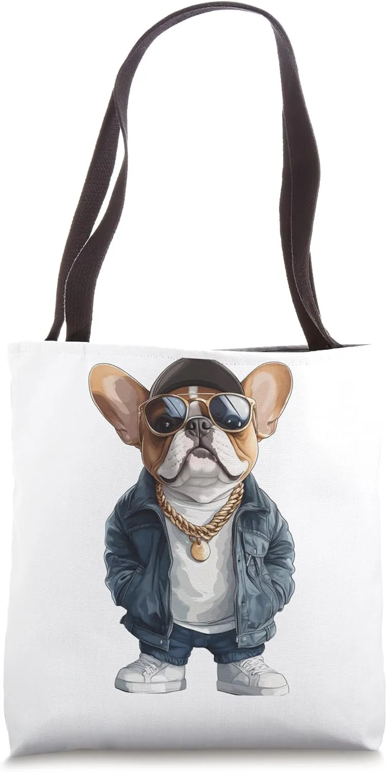 urban hip hop frenchie bulldog streetwear culture graphic Tote Bag