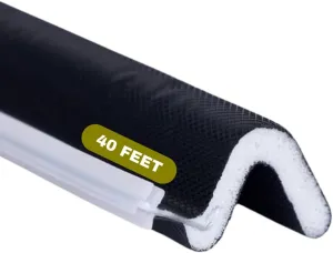 V Shape Weather Stripping Kerf Weatherstrip, 40 Ft Flex Strip Foam Door Seal Frame Insulation Side Jamb Bottom Groove Gap Filler Soundproof V Weatherstripping (Black)