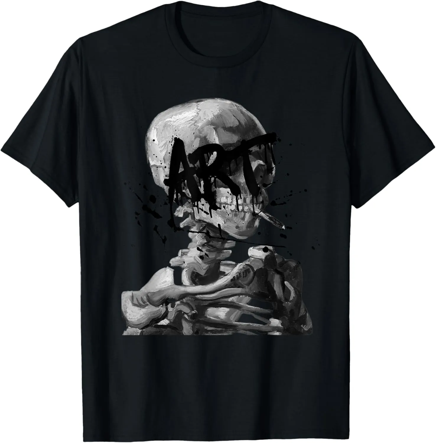 van gogh skeleton skull art streetwear graphic tee T-Shirt
