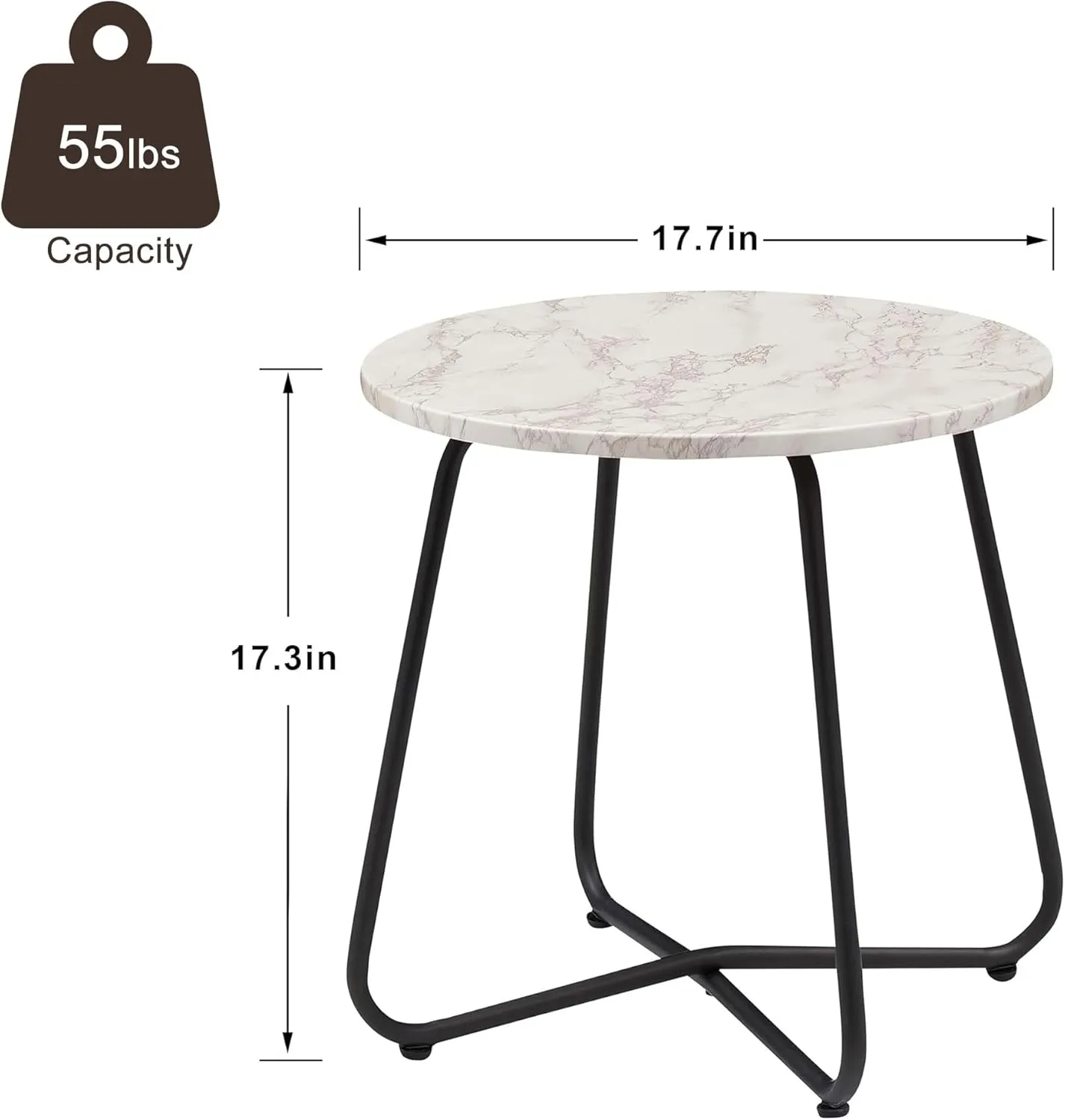 VECELO Patio Outdoor Side Snack Table,Small Round Anti-Rust Metal Style Desk for Garden Balcony,Yard,Living Room