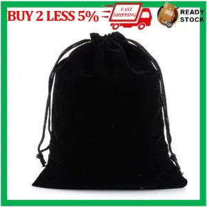 Velvet Drawstring Pouches/Organza /Gift / Party /Goodie Bag Present/Event/Wedding (Black)
