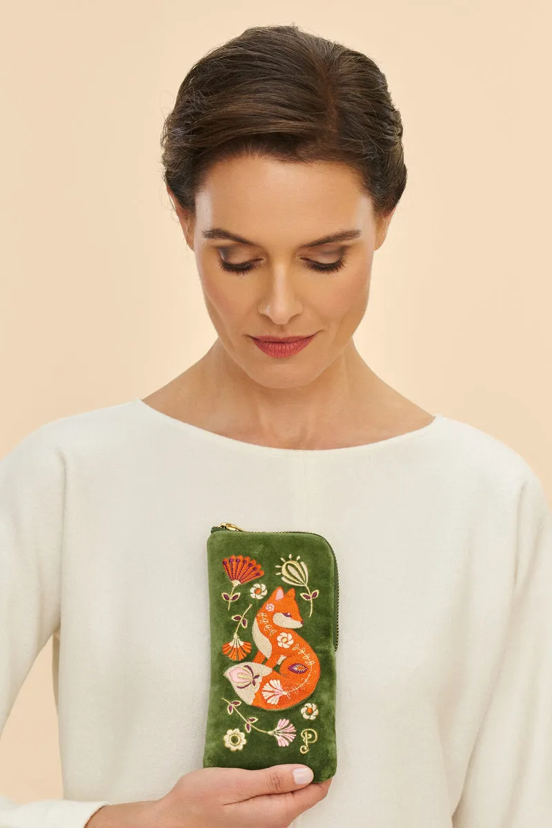 Velvet Embroidered Glasses Pouch