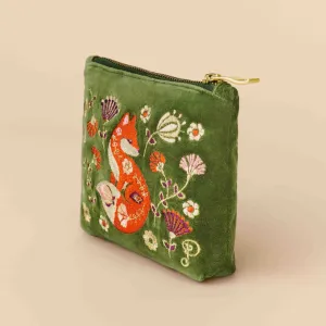 Velvet Embroidered Mini Pouch