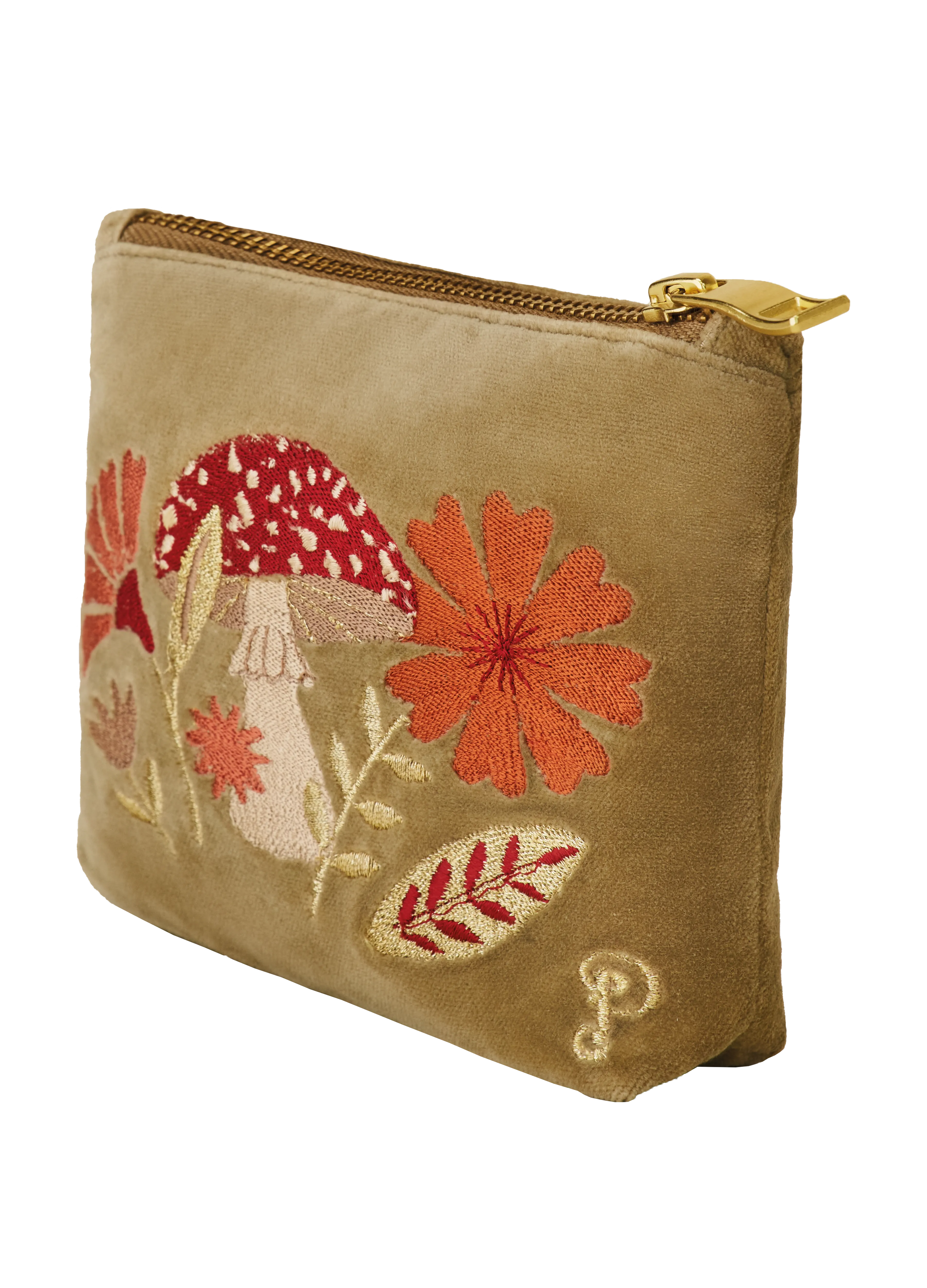 Velvet Embroidered Mini Pouch
