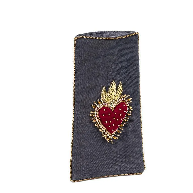 Velvet Eyeglass Case with 3D Heart