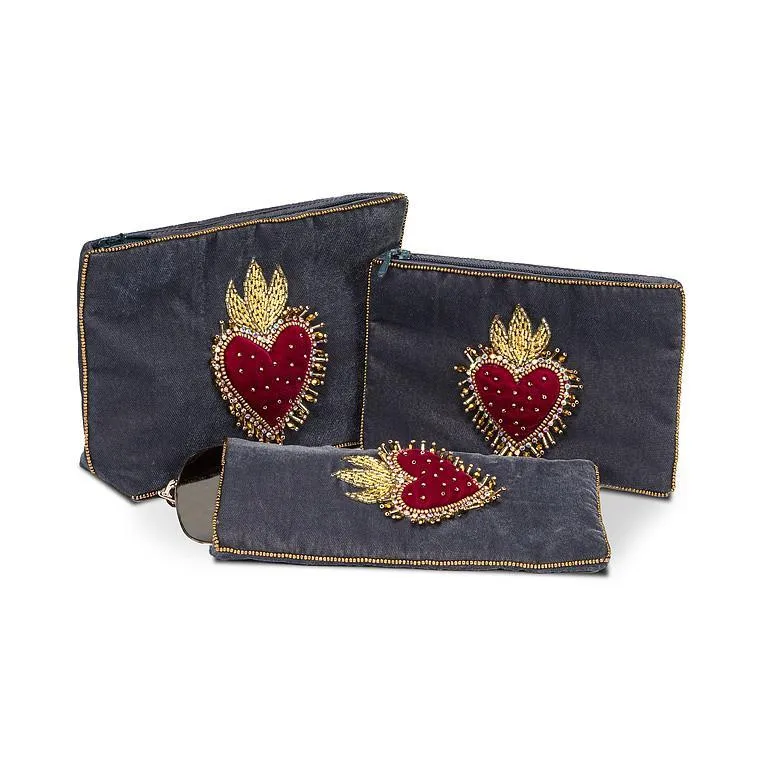 Velvet Eyeglass Case with 3D Heart