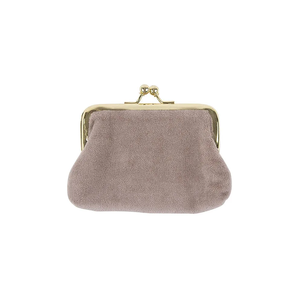 Velvet Lips Clip Closure Coin Purse | Taupe