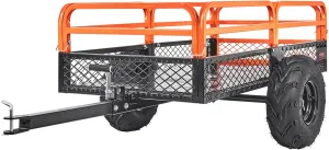 VEVOR ATV UTV Trailer Tow Behind Dump Cart, 1500lbs 15 Cubic Feet, Heavy Duty Yard Garden Trailer Pull Behind Dump Trailer for Lawn Mower Tractor