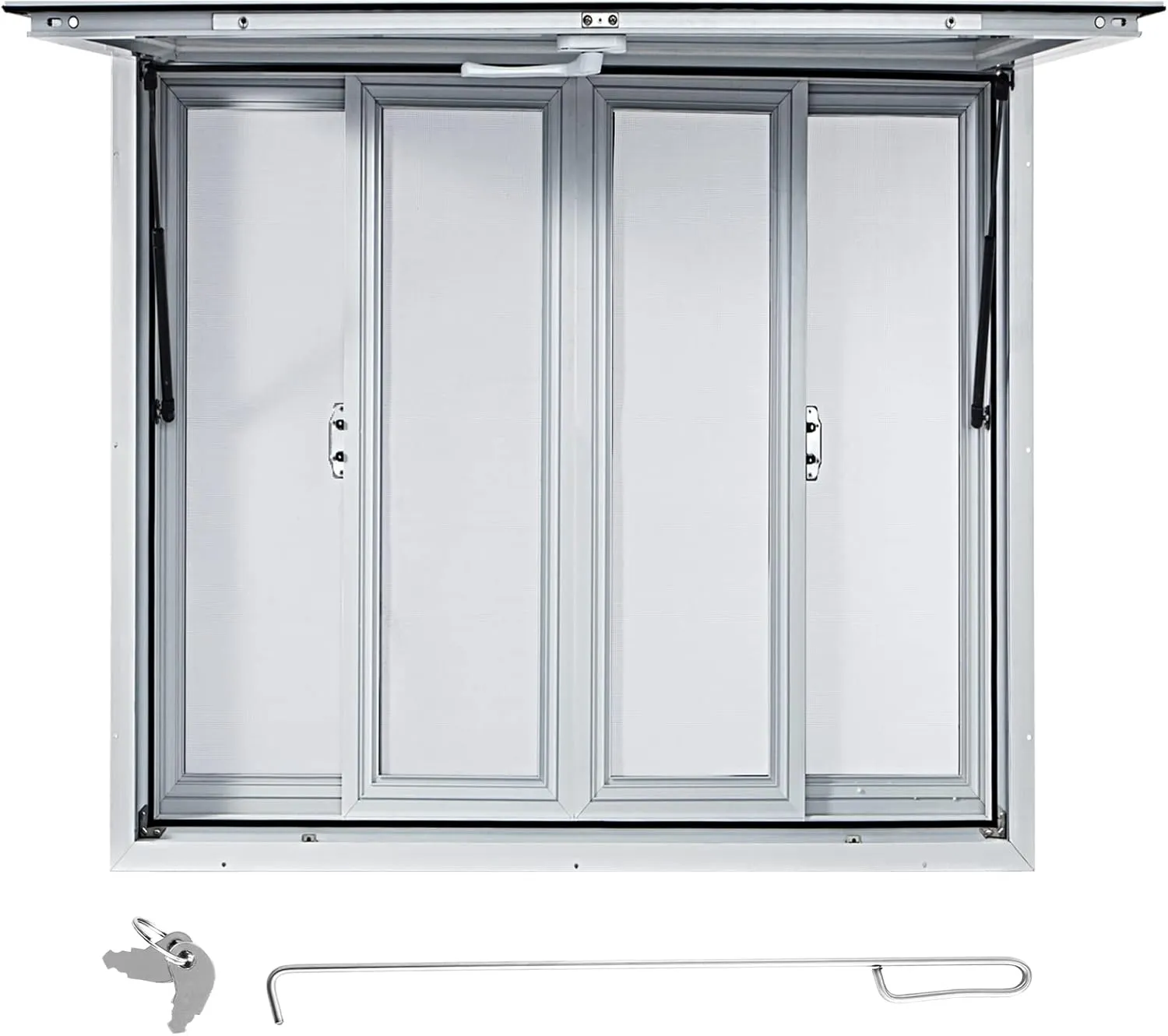 VEVOR Concession Window, 36 x 36 inch, Aluminum Alloy Food Truck Service Window with 4 Horizontal Sliding Screen Windows & Awning Door & Drag Hook, Serving Window for Food Trucks Concession Trailers