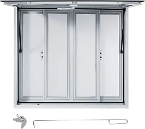 VEVOR Concession Window, 36 x 36 inch, Aluminum Alloy Food Truck Service Window with 4 Horizontal Sliding Screen Windows & Awning Door & Drag Hook, Serving Window for Food Trucks Concession Trailers