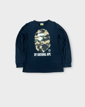 Vintage Black BAPE Camo Big Head Long-sleeve Shirt - M