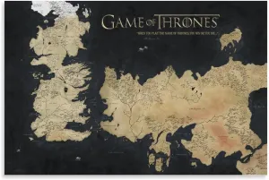 Vintage Map Westeros And Essos World Map Art Poster Poster Decorative Painting Canvas Wall Art Living Room Posters Bedroom Painting 24x36inch(60x90cm)