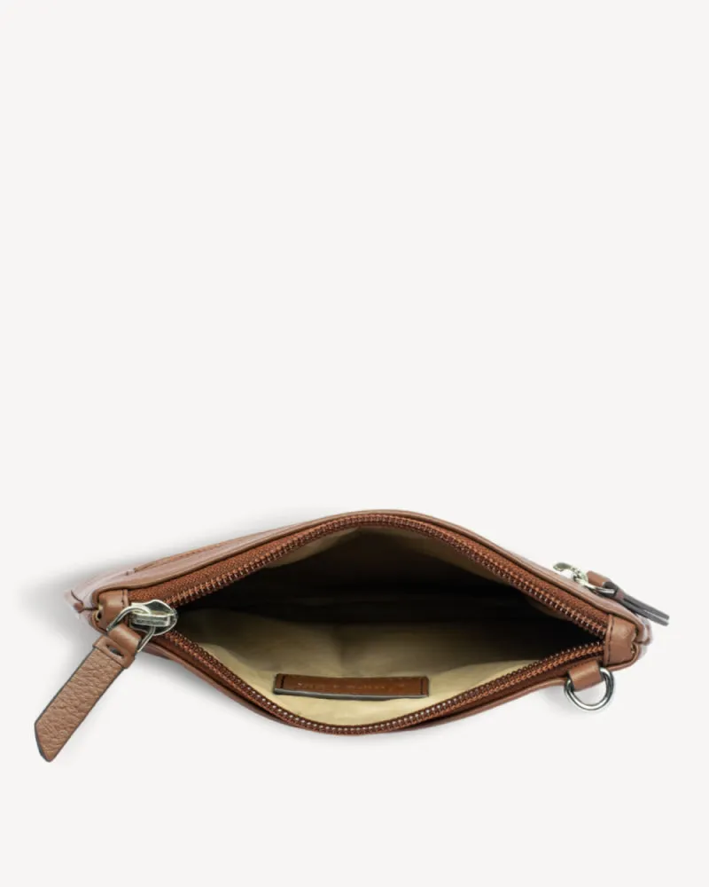Virginia Small Slim Wristlet Pouch - Cognac Brown