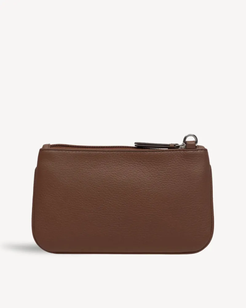 Virginia Small Slim Wristlet Pouch - Cognac Brown
