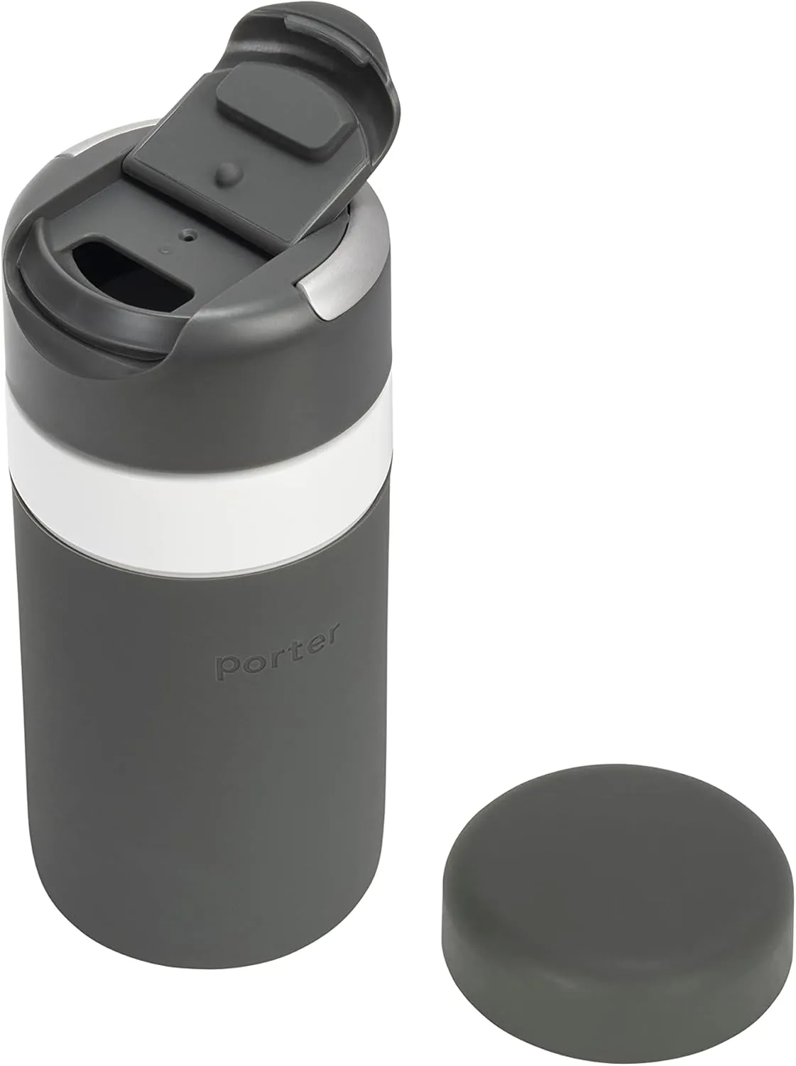 W&P Porter Drink Through Lid for Insulated Water Bottles, Leak-Proof, Carrying Handle, BPA Free, Charcoal