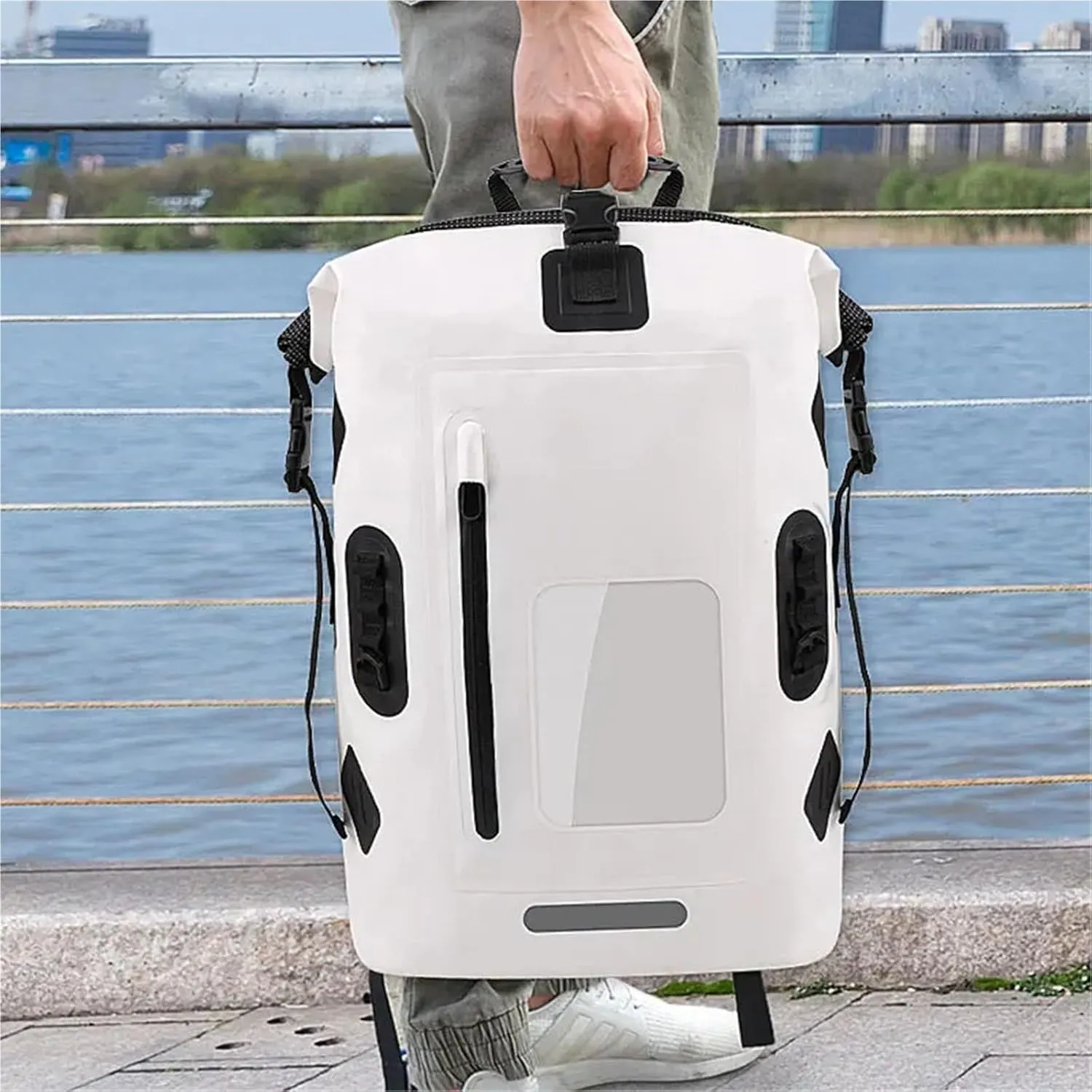 Waterproof Dry Bag 30L Waterproof Drift Bag Swimming Backpack Large River Trekking Shoulder Diving Wet Dry Rafting Canoeing Kayak PVC Camping Bag for Swimming,Boating(Coffee)