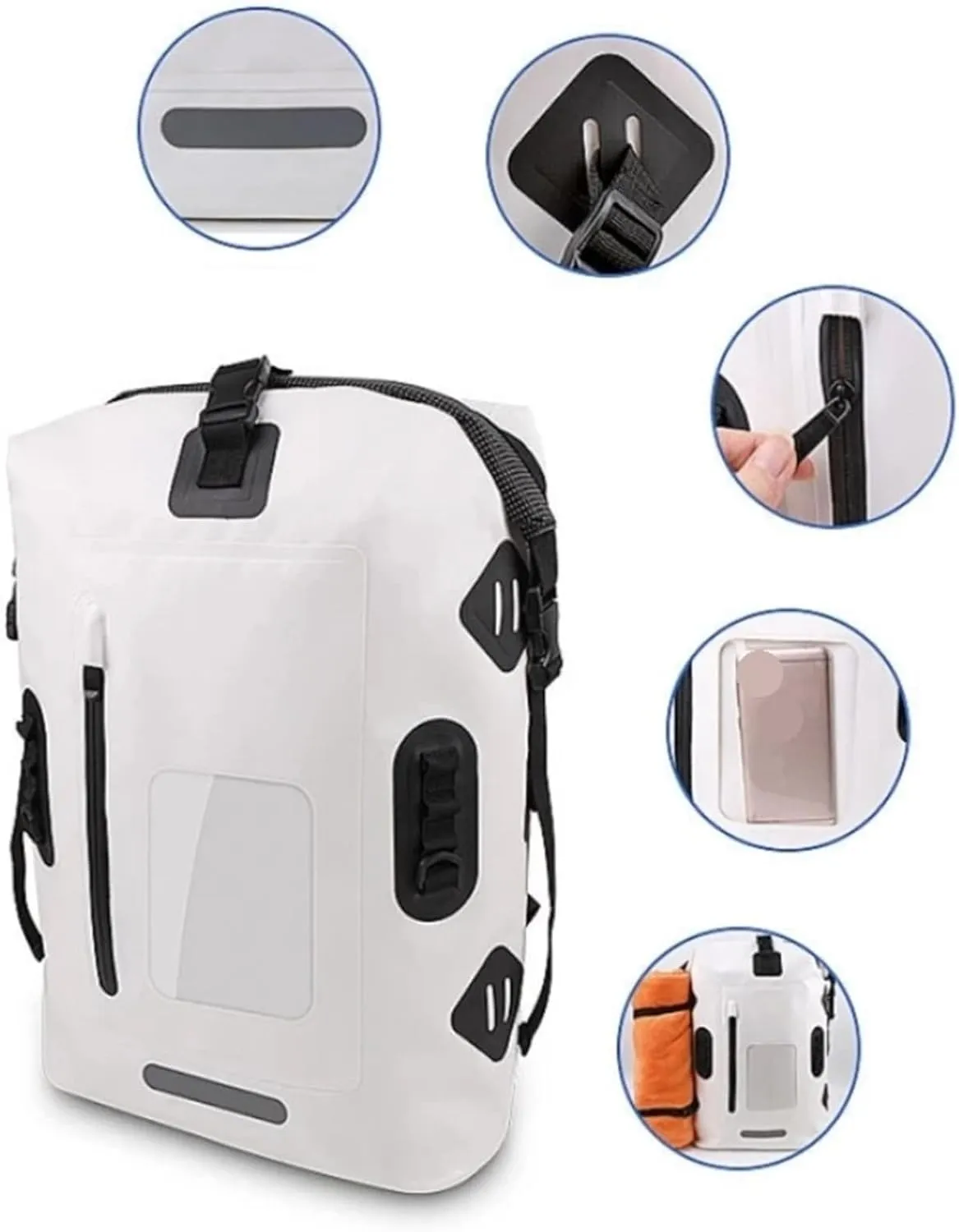 Waterproof Dry Bag 30L Waterproof Drift Bag Swimming Backpack Large River Trekking Shoulder Diving Wet Dry Rafting Canoeing Kayak PVC Camping Bag for Swimming,Boating(Coffee)