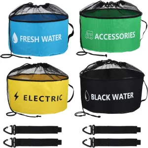 Waterproof RV Hose Storage Bag of 4 Pack, Organizer Accessories for Camper, RV Equipment Storage Organizer Bag for Sewer Hoses, for Fresh/Black Water Hoses and Electrical Cords etc