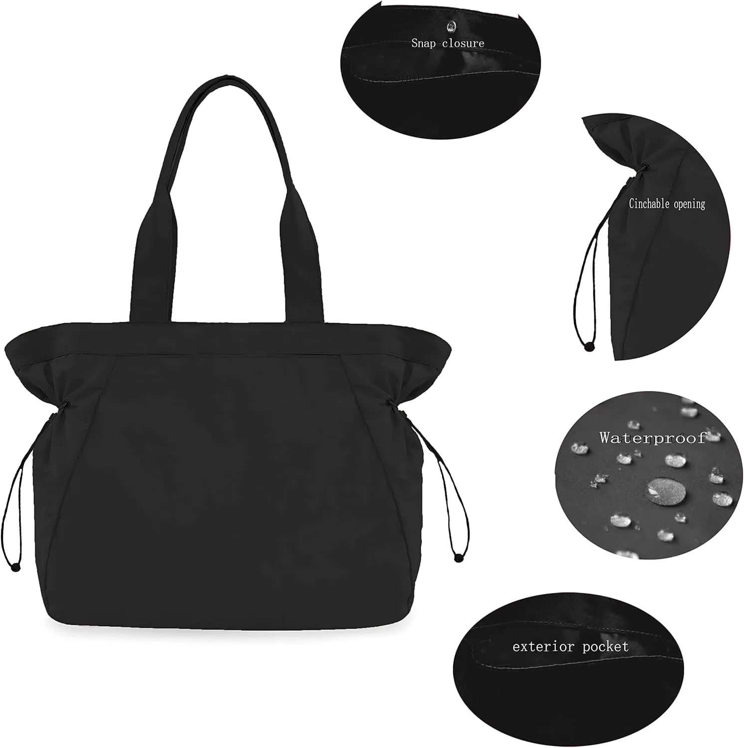 Waterproof Side-Cinch Shopper Bags Travel Tote Bags for women Shoulder Bag for Shopping Workout Beach 18L
