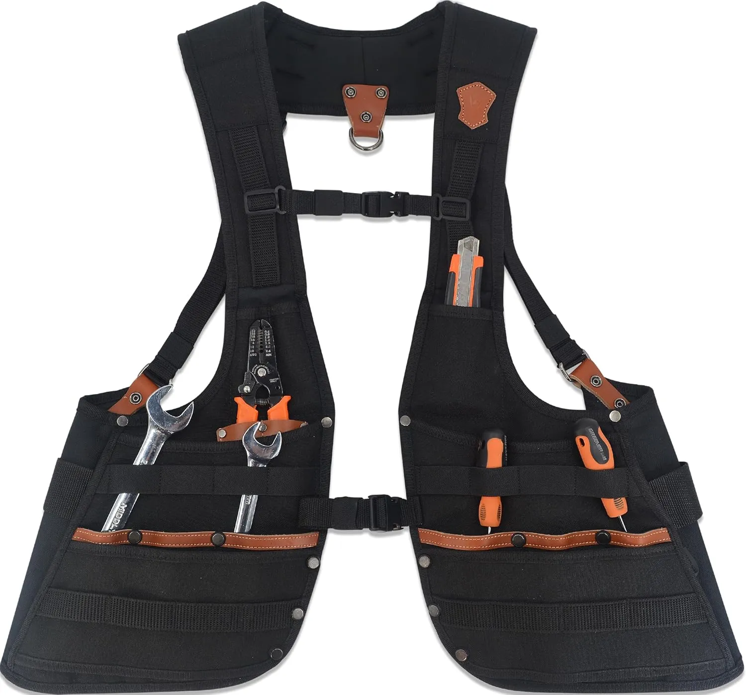 WELKINLAND Top-G Leather Tool Vest for Men - Electrician, Construction & Carpenters with Multiple Pockets