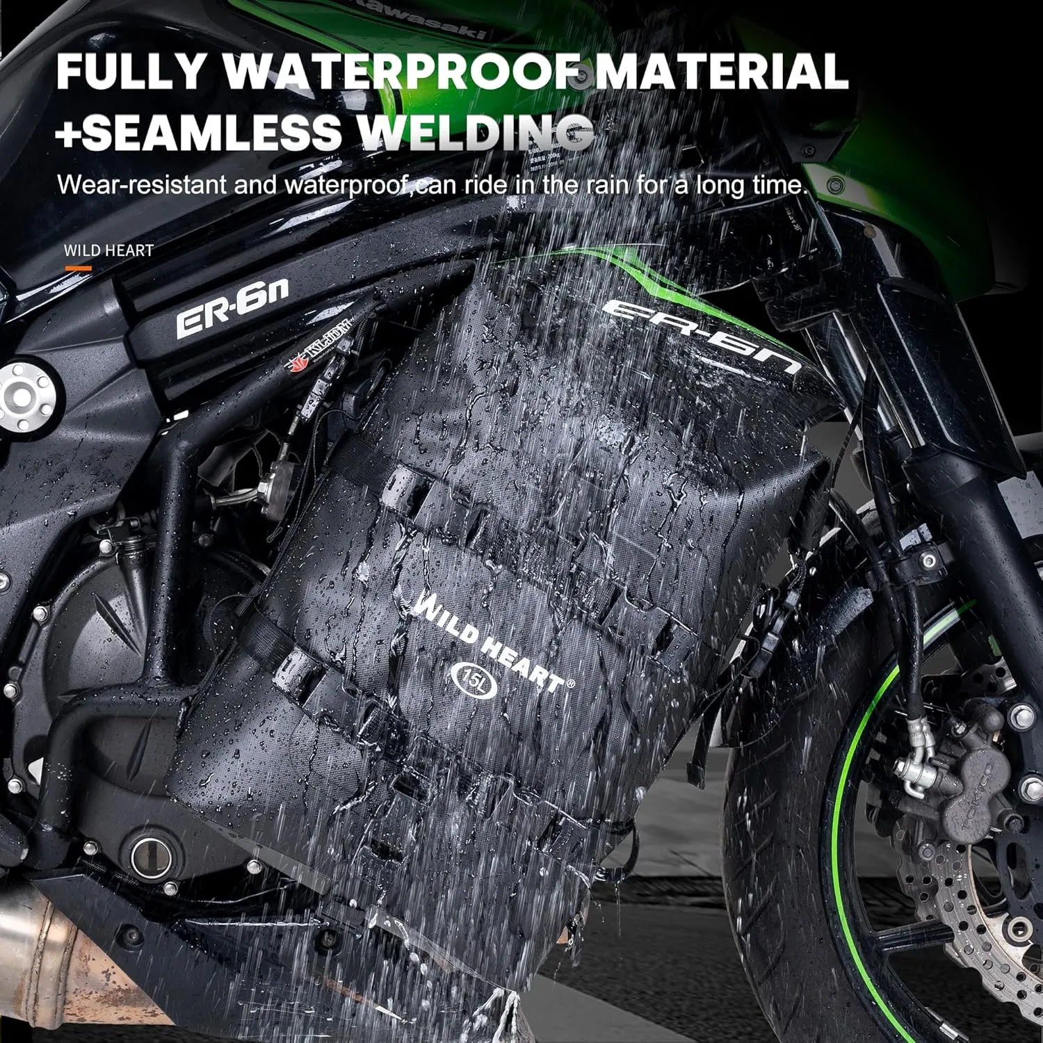 WILD HEART Waterproof Crash Bar Bags 6L/8L/15L Motorcycle Bag used as Motorcycle Luggage Sissy Bar Back Seat Saddle Rack Rear Fender Pouch Dirt Bike Gear Side Tool Bag Pack for moto ATV