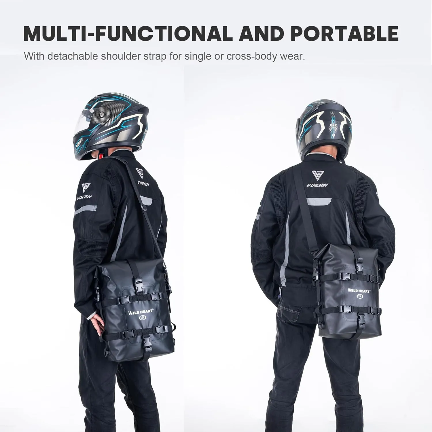 WILD HEART Waterproof Crash Bar Bags 6L/8L/15L Motorcycle Bag used as Motorcycle Luggage Sissy Bar Back Seat Saddle Rack Rear Fender Pouch Dirt Bike Gear Side Tool Bag Pack for moto ATV