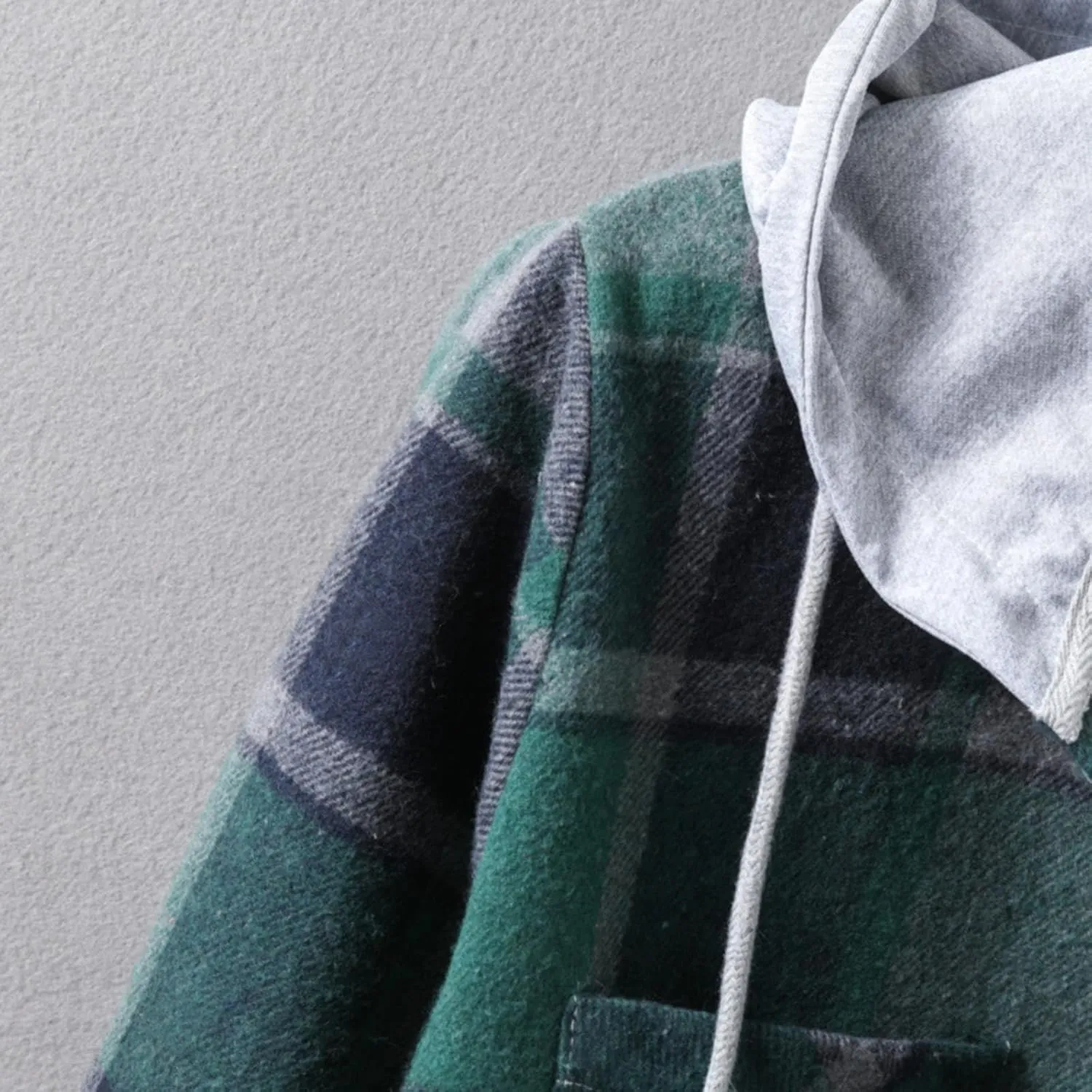 Winter Coat Men Plaid Lapel Button Long Sleeve Shirt Tops Men's Cardigan Coat with Zipper Shirt Plaid Cotton