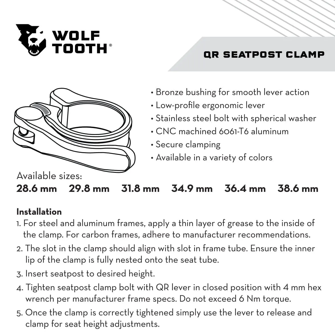 Wolf Tooth Components Seatpost Clamp Quick Release