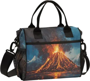 Women Cooler Bags Lunch Bag Reusable Insulated Lunch Bags Volcanic Eruption Crossbody with Shoulder Strap Adults S