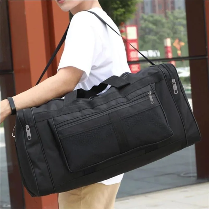 Women Men Nylon Travel Duffela Bag Carry On Luggage Bag Men Tote Large Capacity Weekender Gym Sport Holdall Overnight Bag Pouches(Black B)