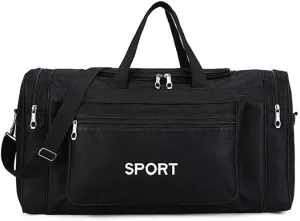 Women Men Nylon Travel Duffela Bag Carry On Luggage Bag Men Tote Large Capacity Weekender Gym Sport Holdall Overnight Bag Pouches(Black B)