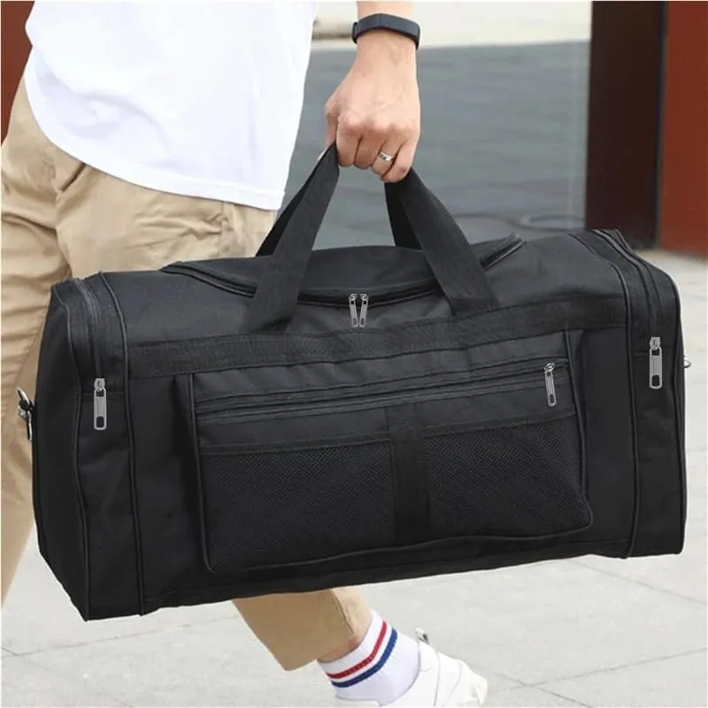 Women Men Nylon Travel Duffela Bag Carry On Luggage Bag Men Tote Large Capacity Weekender Gym Sport Holdall Overnight Bag Pouches(Black B)