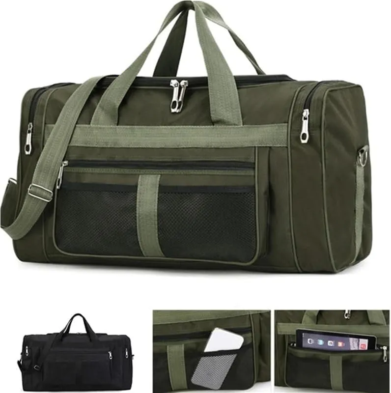 Women Men Nylon Travel Duffela Bag Carry On Luggage Bag Men Tote Large Capacity Weekender Gym Sport Holdall Overnight Bag Pouches(Black B)