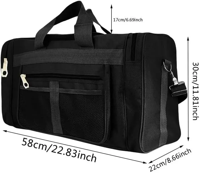 Women Men Nylon Travel Duffela Bag Carry On Luggage Bag Men Tote Large Capacity Weekender Gym Sport Holdall Overnight Bag Pouches(Black B)