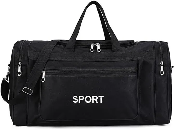 Women Men Nylon Travel Duffela Bag Carry On Luggage Bag Men Tote Large Capacity Weekender Gym Sport Holdall Overnight Bag Pouches(Black B)