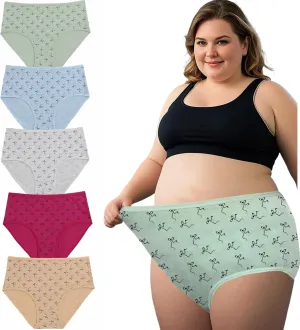 Women Plus Underwear Panties for Women Pack Cotton Plus Size Briefs for Ladies 5 Pack Bow Print Underwear