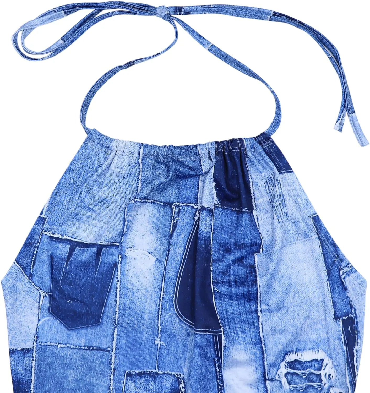Women Sexy Strapless Tube Mini Dress 3D Print Denim Jeans Off Shoulder Bandeau Bodycon Dresses