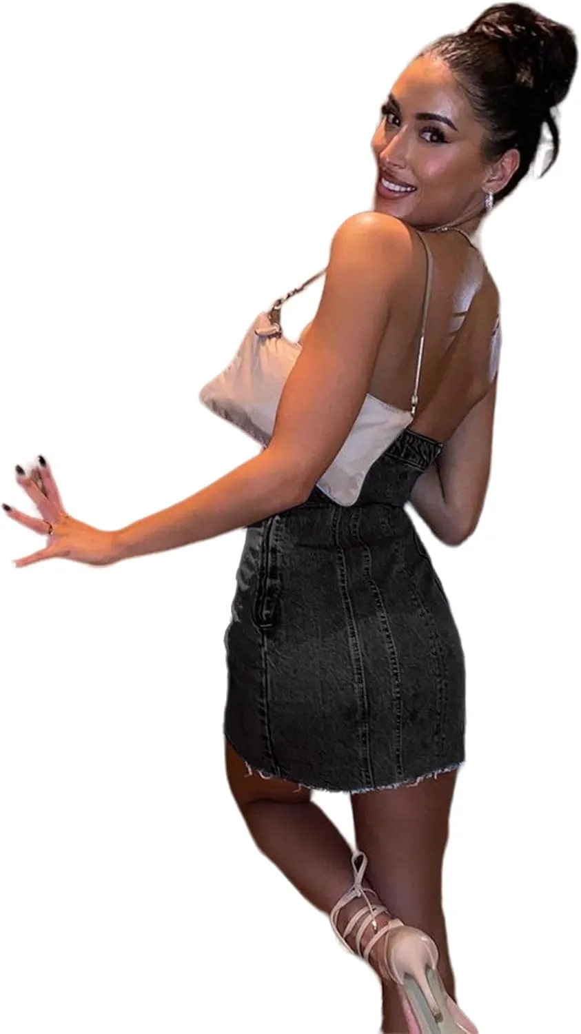 Women Sexy Strapless Tube Mini Dress 3D Print Denim Jeans Off Shoulder Bandeau Bodycon Dresses