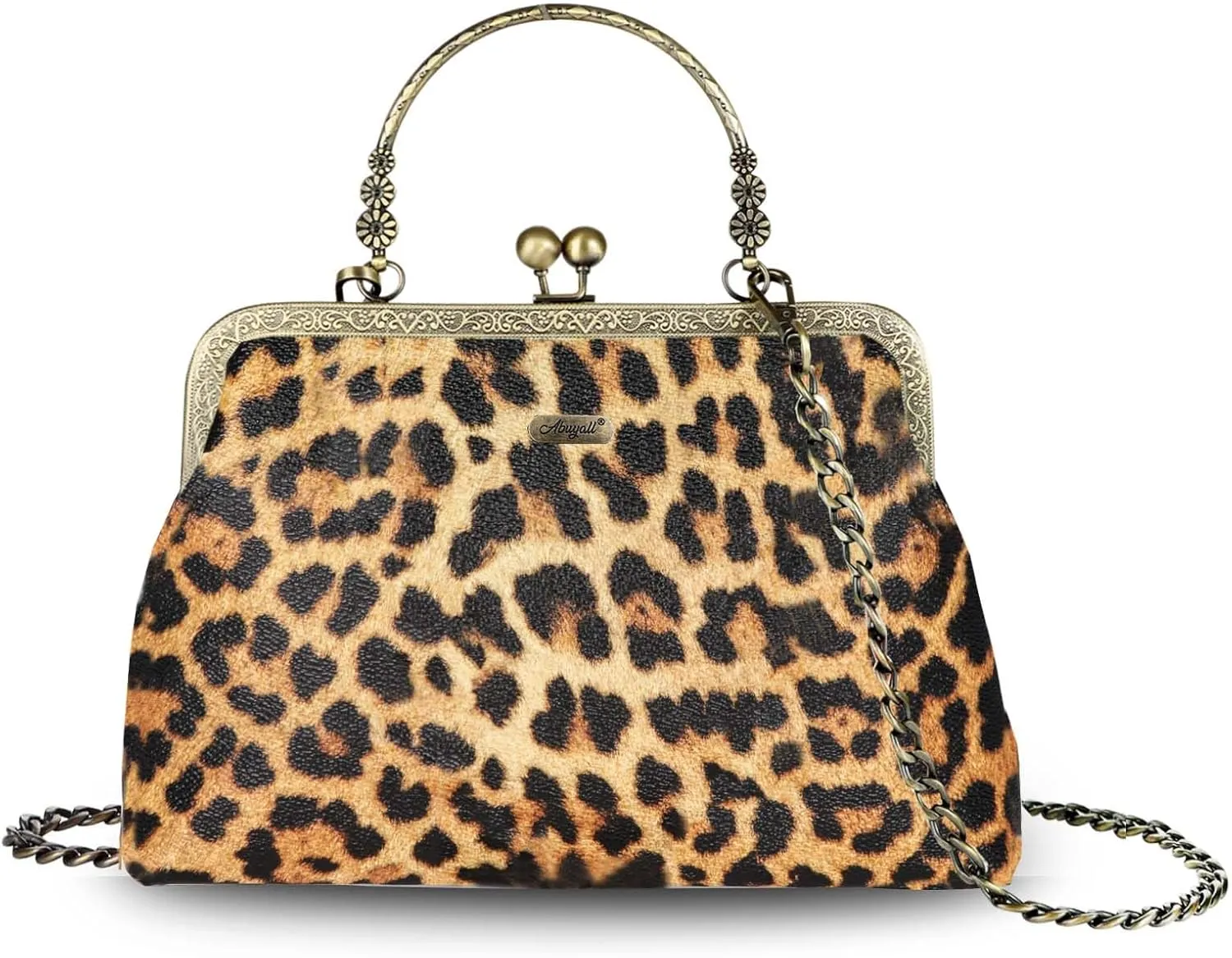 Women Small Retro Purse Vintage Top Handle Handbag Kiss Lock Shoulder Bag