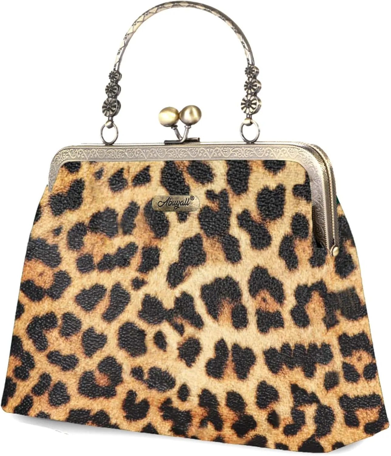 Women Small Retro Purse Vintage Top Handle Handbag Kiss Lock Shoulder Bag
