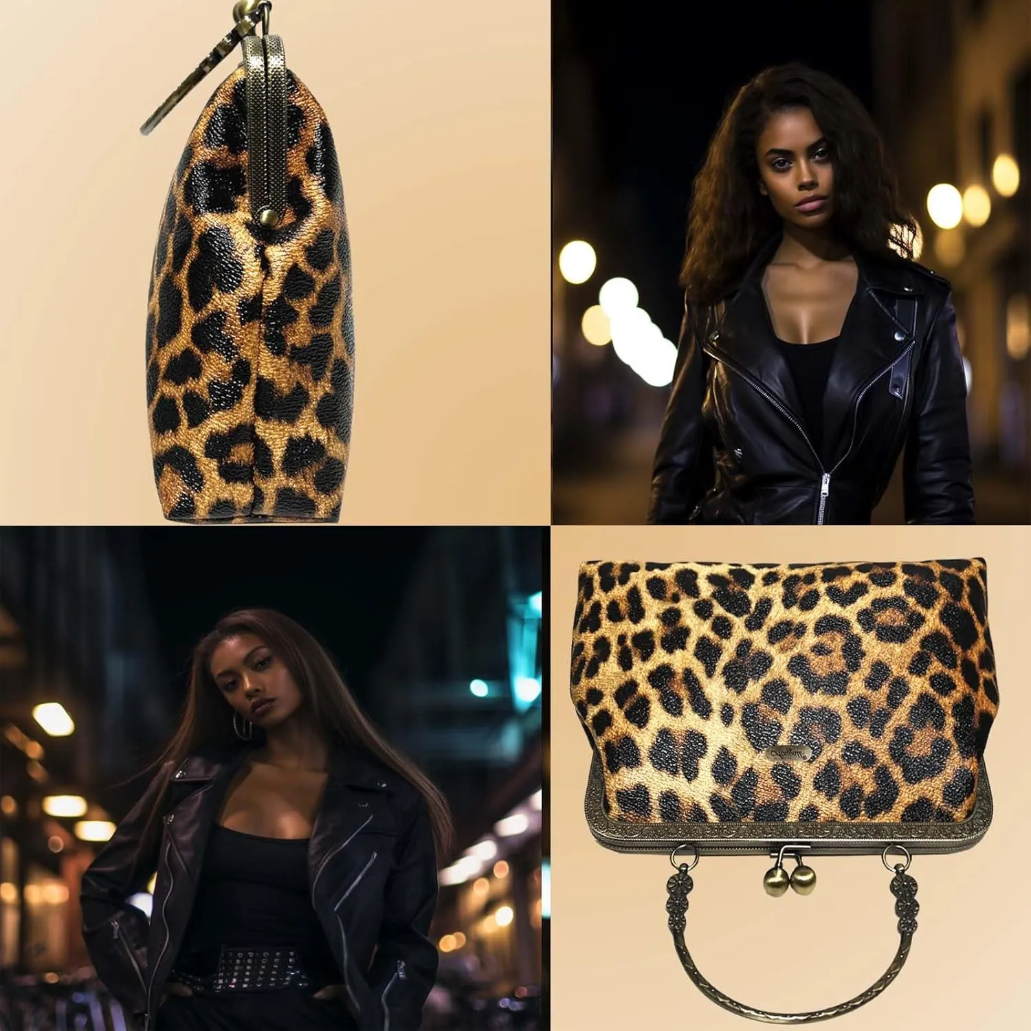 Women Small Retro Purse Vintage Top Handle Handbag Kiss Lock Shoulder Bag