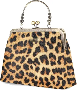 Women Small Retro Purse Vintage Top Handle Handbag Kiss Lock Shoulder Bag