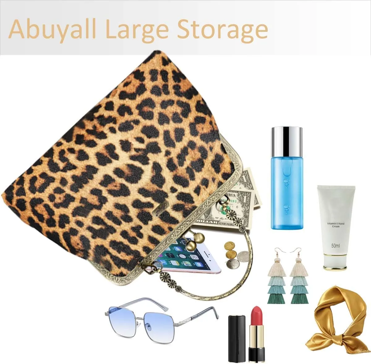 Women Small Retro Purse Vintage Top Handle Handbag Kiss Lock Shoulder Bag