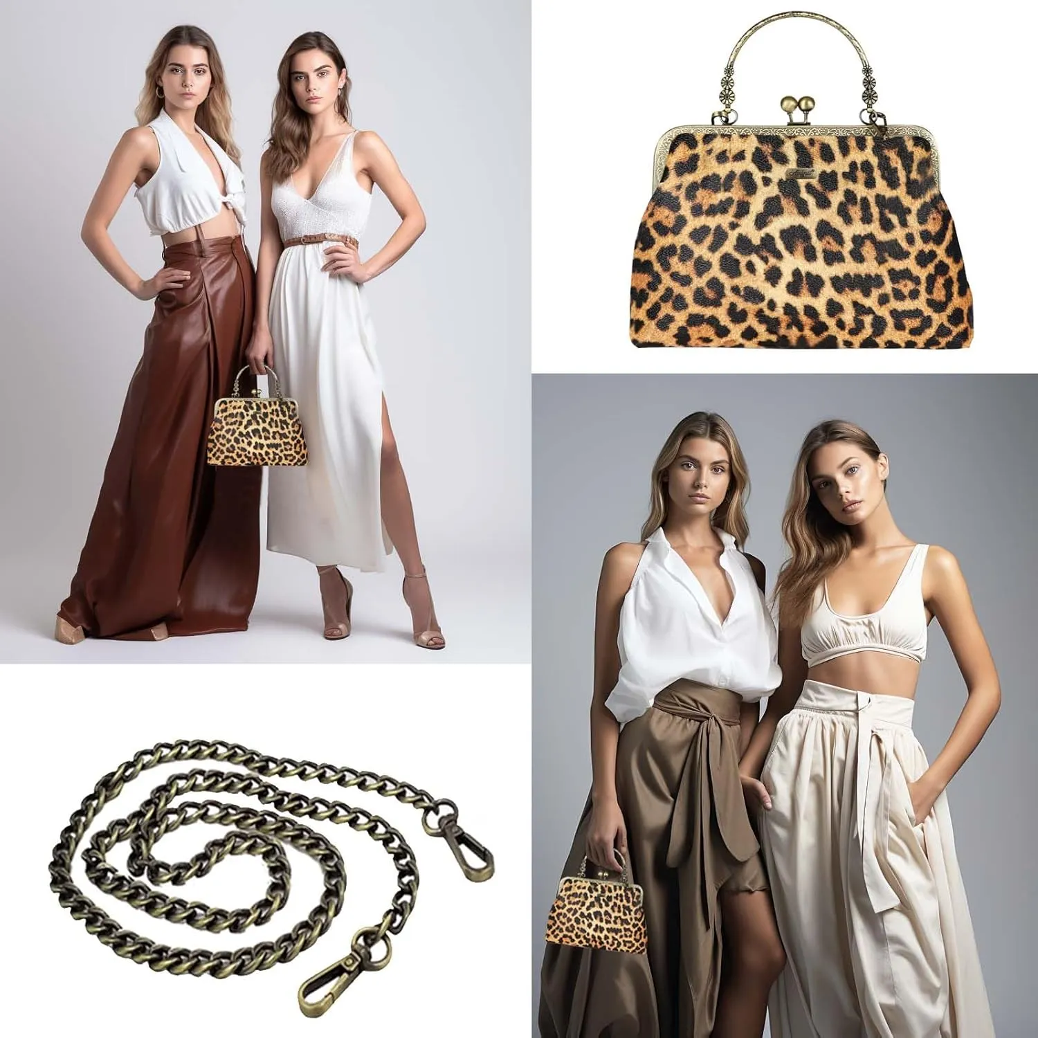 Women Small Retro Purse Vintage Top Handle Handbag Kiss Lock Shoulder Bag