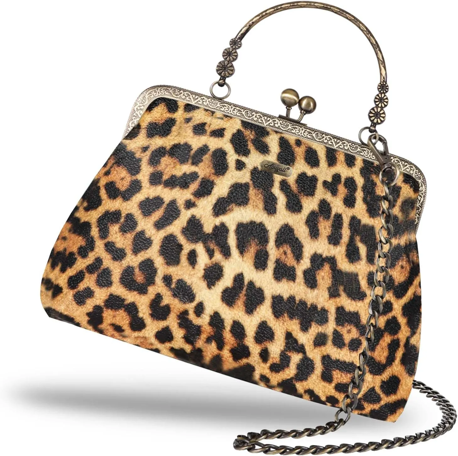 Women Small Retro Purse Vintage Top Handle Handbag Kiss Lock Shoulder Bag