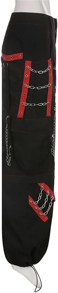 Women Y2k Pants Goth Punk Emo Baggy Bell Bottom Jeans Y2k Wide Leg Harajuku Grunge Pants Hip Hop Clothes
